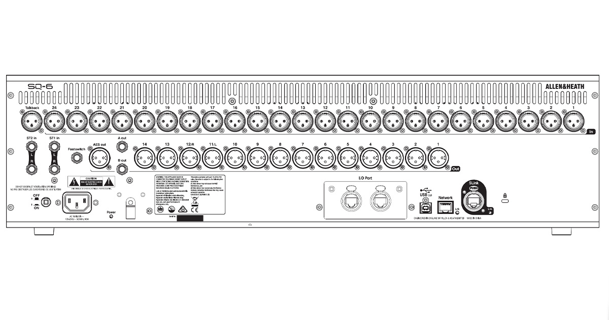 ingressi e uscite dell'Allen & Heath SQ-6